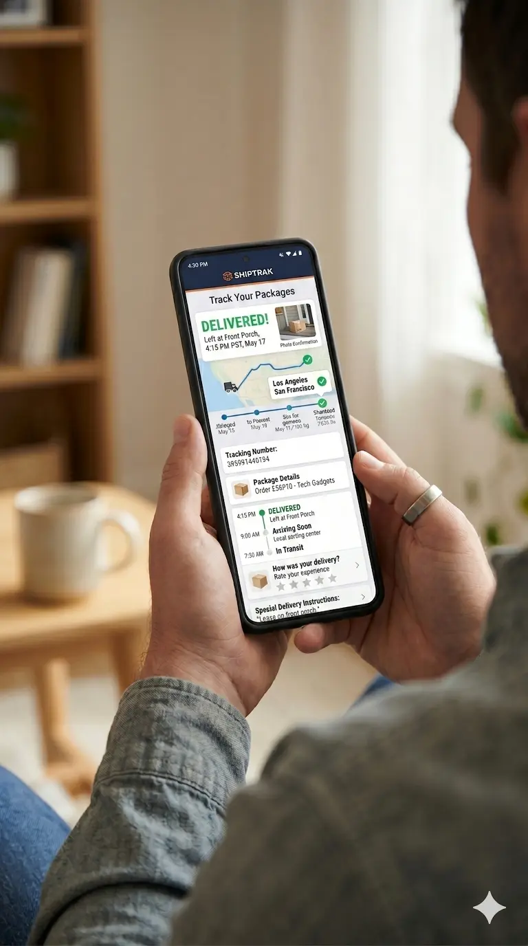 Live GPS tracking map view on a mobile app